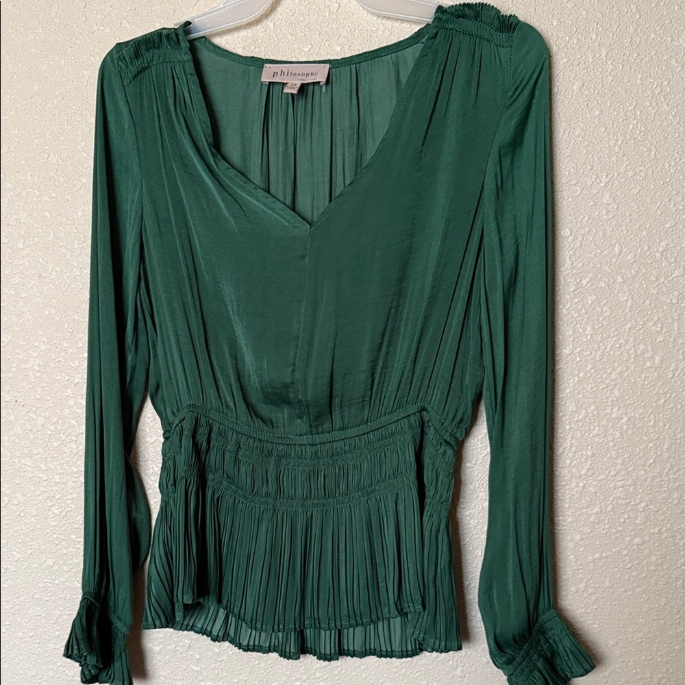 Philosophy Emerald Pleated Blouse